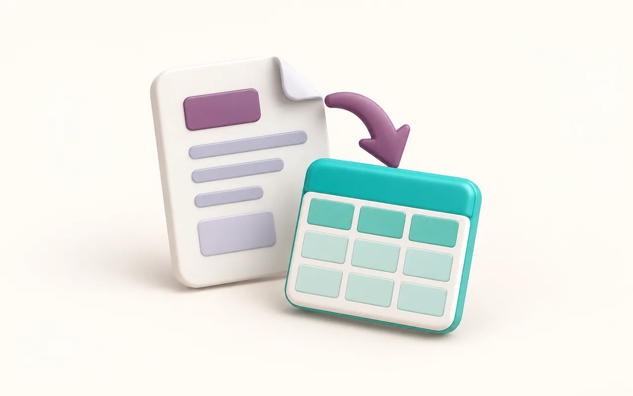 تبدیل اطلاعات به جدول Excel